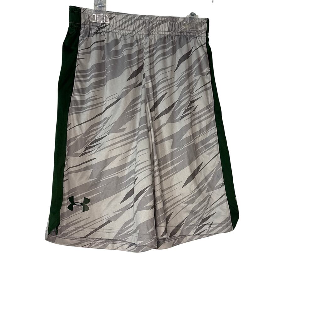 Under Armour Gray / Green Athletic Shorts Lightweight Performance Youth Medium